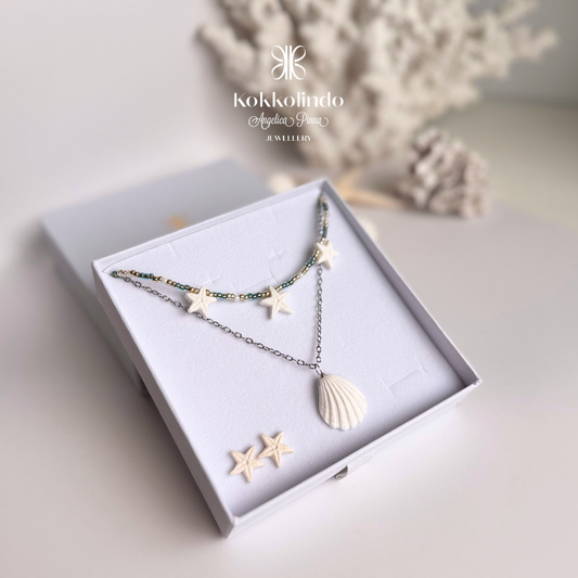 Set collana stelline “estate per sempre” + orecchini stelle marine + collana conchiglia Thetis