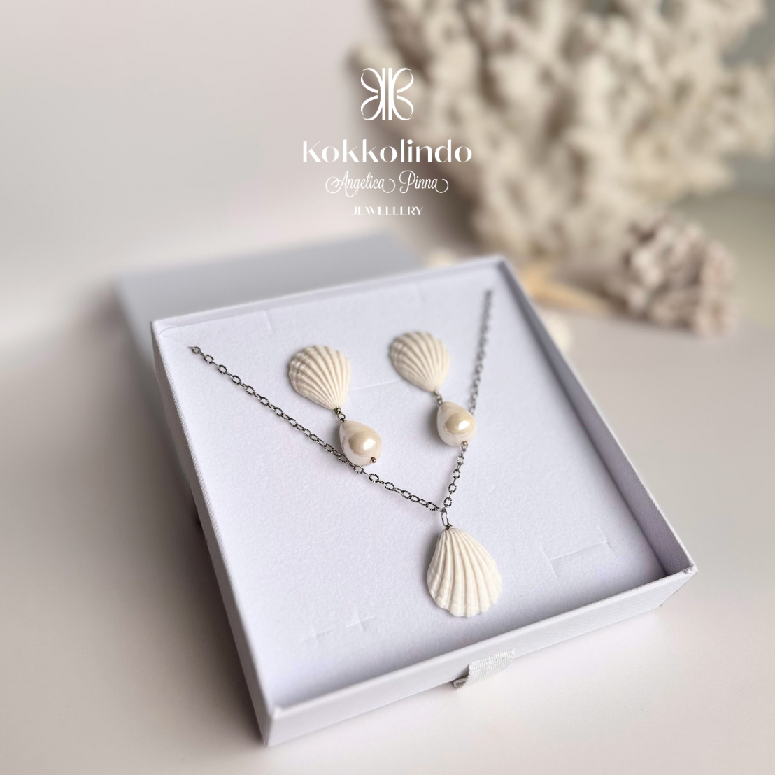 Set collana + orecchini Thetis con perla pendente