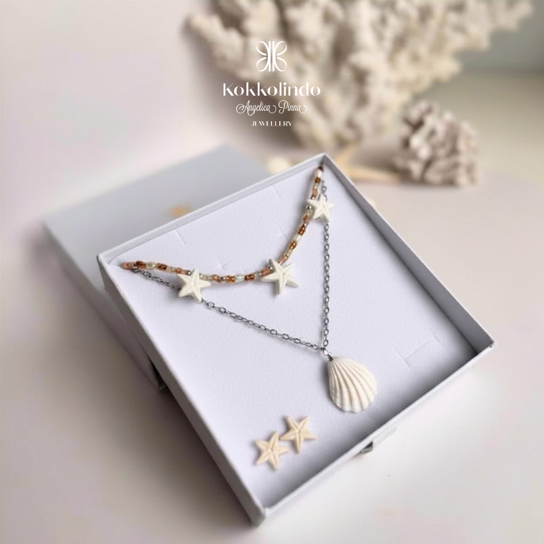Set collana stelline + collana conchiglia Thetis + orecchini stella marina
