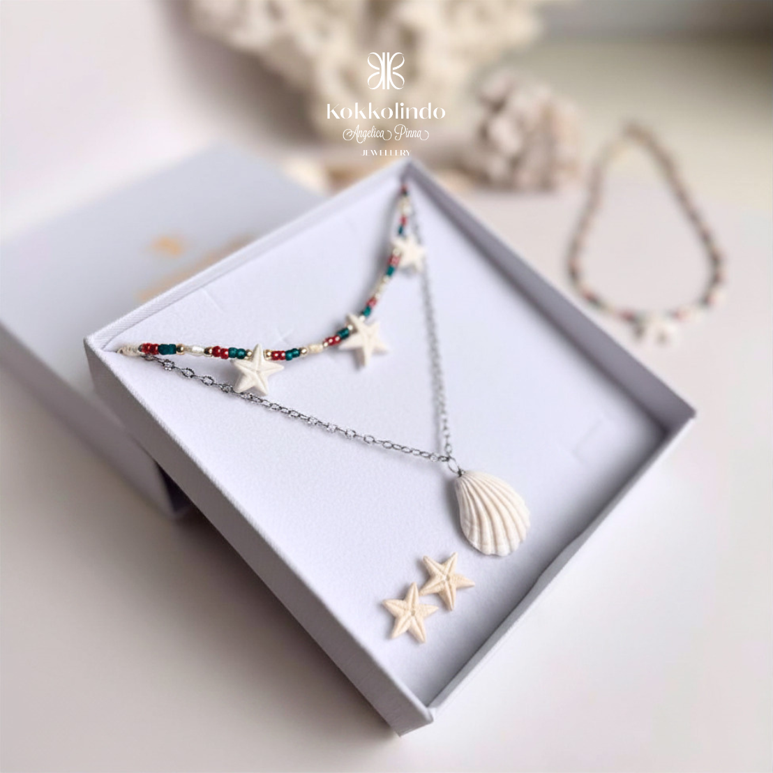 Set collana stelline “estate per sempre” + Orecchini stelle marine + collana conchiglia Thetis
