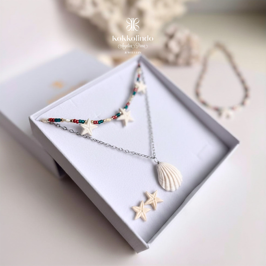 Set collana stelline “estate per sempre” + Orecchini stelle marine + collana conchiglia Thetis